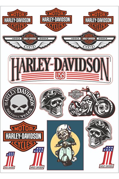 MOTOSEPETİM HARLEY DAVIDSON KURU KAFA STİCKER SET MOTOSİKLET HARLEY DAVIDSON ...
