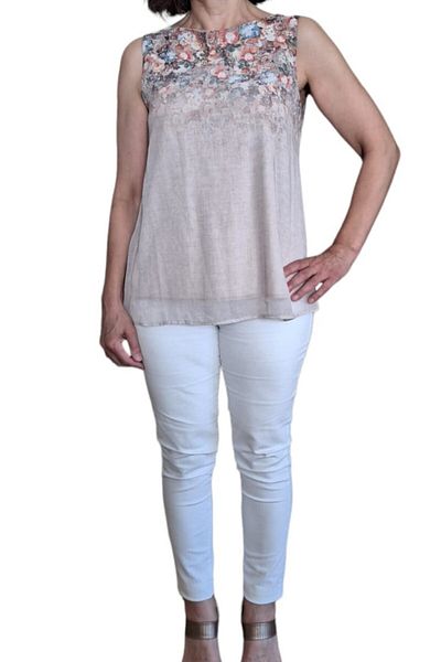Sateen Women's Blouse Patterned Sleeveless