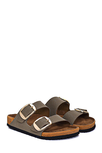 Bequemere Gold Color Buckle Double Banded Daily Use Orthopedic Women's Slippers