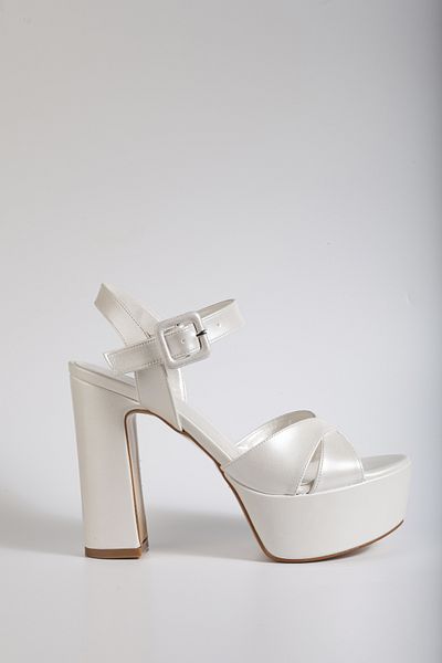 SÖNMEZ KUNDURA Mother of Pearl Skin White Buckle Women's Evening Dress Shoes