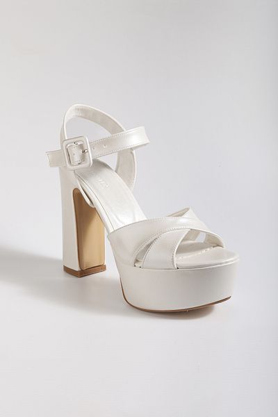 SÖNMEZ KUNDURA Mother of Pearl Skin White Buckle Women's Evening Dress Shoes
