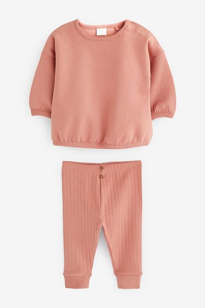 Next Baby 100% Cotton Orange Sweatshirt Atl Top Set