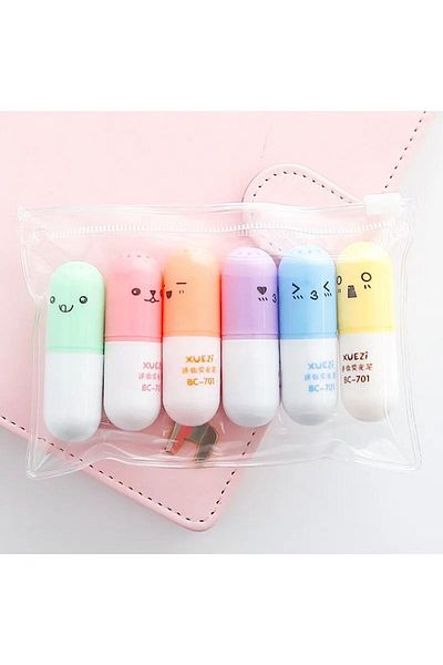 YEŞİL KIRTASİYE Mini Capsule 6 Pack Highlighter