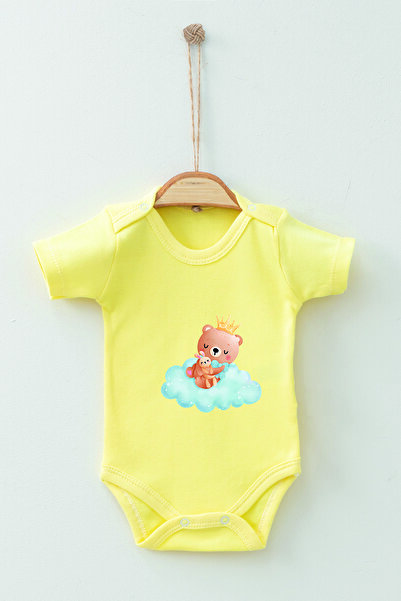 ADABEBEK بدلة أطفال بادي بأكمام قصيرة من القطن العضوي كلاود بير كينج 100%