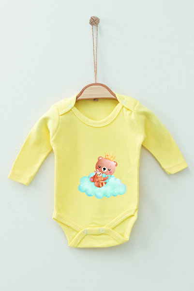 ADABEBEK 100% Cotton Organic Cloud Bear King Long Sleeve Badi Baby Bodysuit