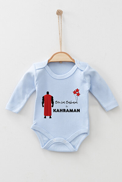 ADABEBEK Benim Babam Bir Kahraman Desenli Uzun Kollu Badi Bebek Zıbın