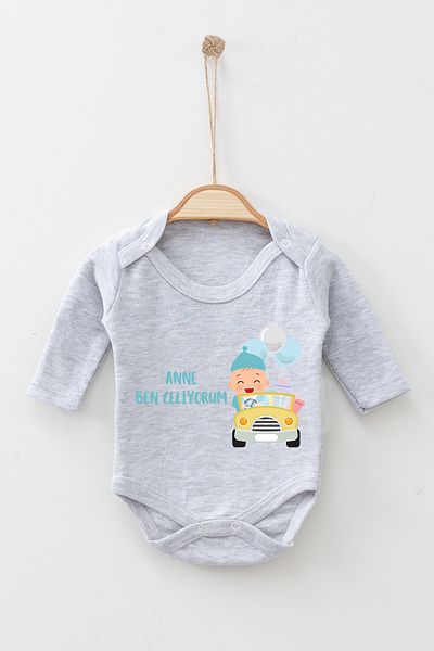 ADABEBEK 100% Cotton Organic Mom I'm Coming Long Sleeve Badi Baby Bodysuit