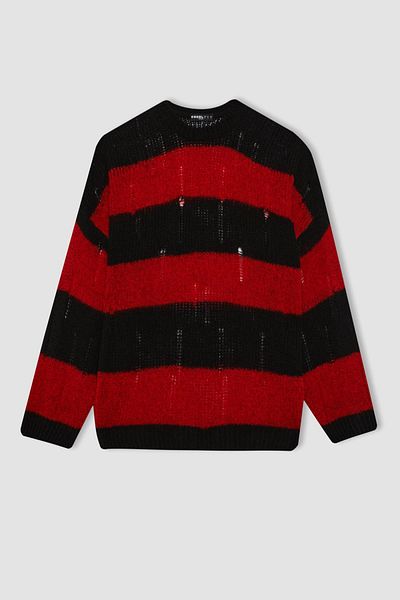 DeFacto Pulover Coool Regular Fit cu gât roșu B3583ax23wn
