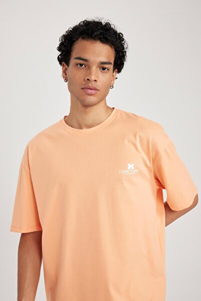 DeFacto Υπερμεγέθη κοντομάνικο μπλουζάκι με λαιμόκοψη με φαρδιά εφαρμογή B3785ax23hs