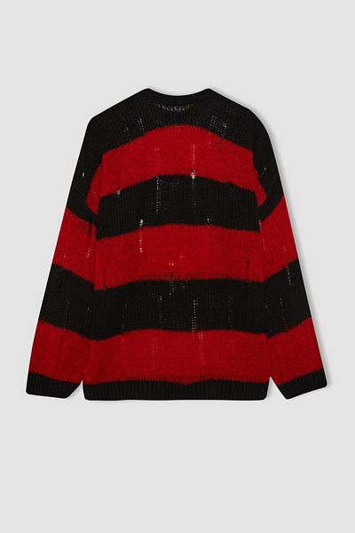 DeFacto Pulover Coool Regular Fit cu gât roșu B3583ax23wn