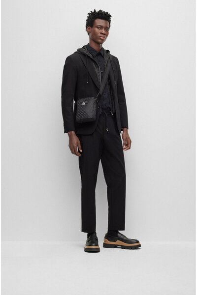 BOSS Erkek Logolu Fermuarlı Kayıışlı Günlük Siyah Omuz Çantası 50499071-001