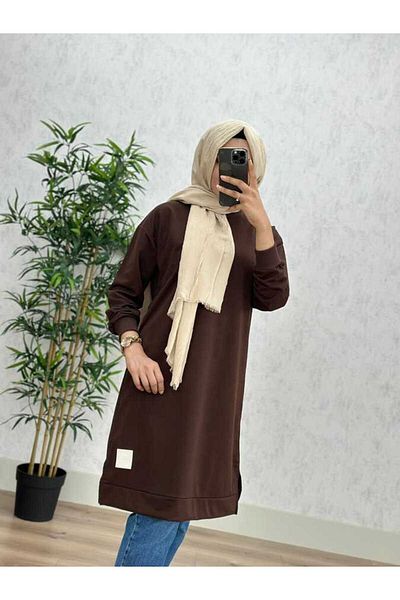 azzebutik Модел 8390 - Кафява бродирана туника, модел K25