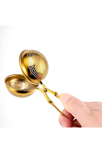 Mahmood Tea Gold Colored Stainless Steel Tea Strainer with Globe Design
