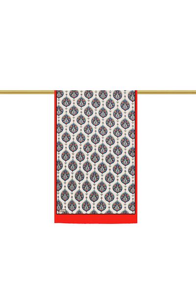 Bursa İpek Red Hatai Pattern Silk Scarf