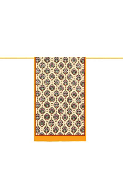 Bursa İpek Silk Scarf - Mustard Hatai Pattern
