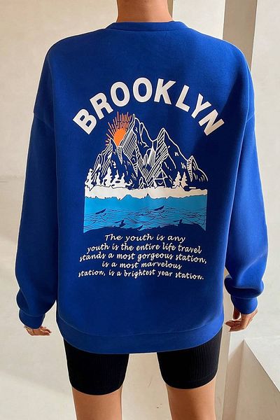 MODAGEN Μπλουζάκι Saks Blue Unisex Brooklyn με στάμπα oversize φούτερ