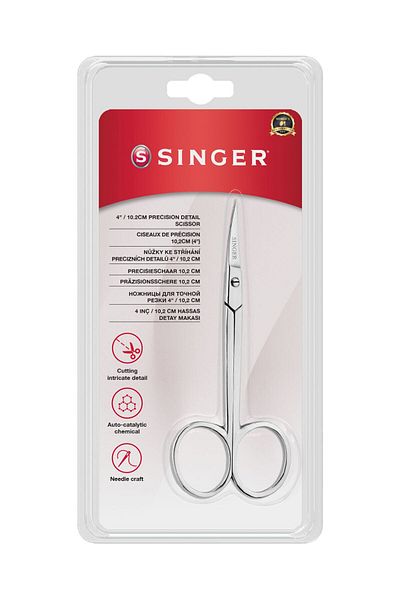 SİNGER Curved Tip Nickel Detail Scissors (4")