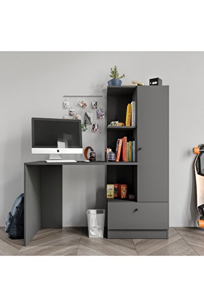 Genel Markalar Mobilya Minör Antrasit Çalışma Masası ve 7 Bölmeli Kitaplık