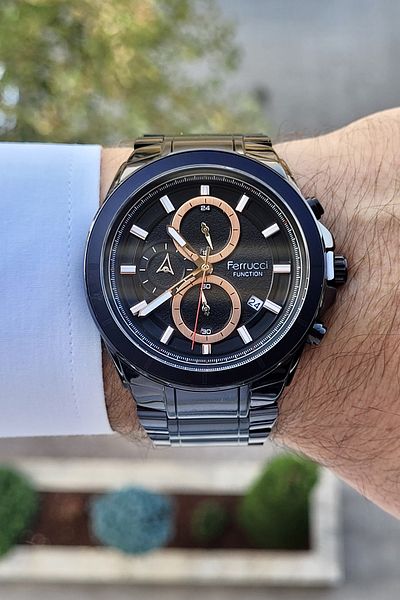 Ferrucci Copper Black Color Indicators Active Function Men's Wristwatch