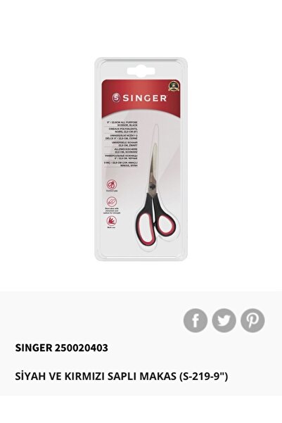 SİNGER Siyah Ve Kırmızı Saplı Makas (s-219-9")