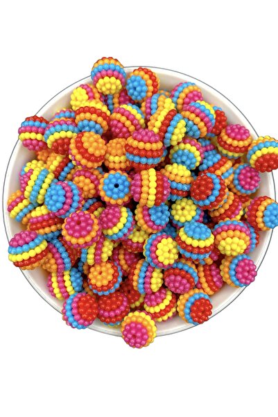 Hedef Bijuteri 14mm Karışık Renkli Parçalı Böğürtlen Boncuk, Çok Renkli Takı ...