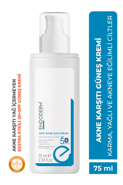 Endoderm Sun Protection Anti-acne Akneli Ciltler Için Yüksek Koruma Yüz Ve Vücut Güneş Kremi Spf 50 75ml