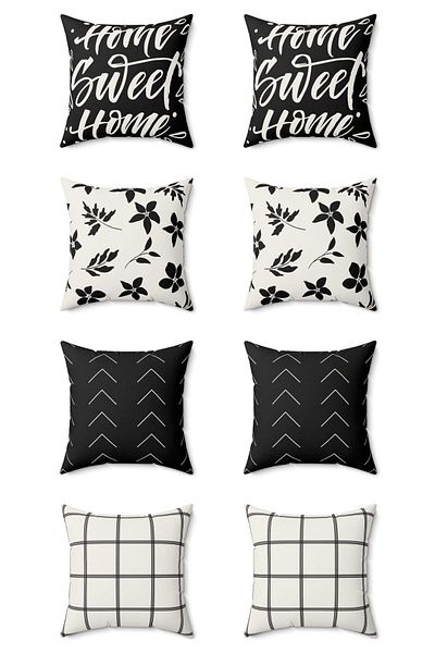 FUS BLUE Black 8-Piece Throw Pillow Case