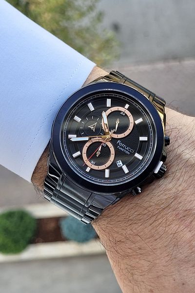Ferrucci Bronze Black Color Indicators Active Function Men's Wristwatch