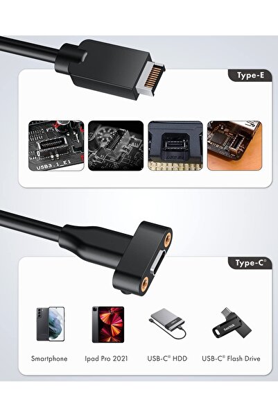 Alfais 4661 USB type e to type c TYPE-E to TYPE-C 20 pin çevirici kablo