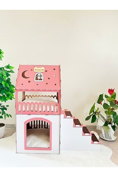 Genel Markalar X X L Küçük Irk Ahşap Dekoratif Köpek Kulübesi -Kedi Evi Beyaz...