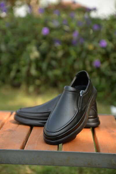 JAMES FRANCO Men's Winter 100% Leather Black Casual Shoes Offer Elegance and Comfort Together with Their Innovative Style