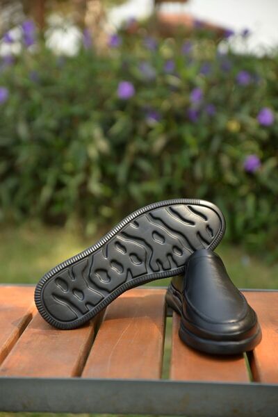 JAMES FRANCO Men's Winter 100% Leather Black Casual Shoes Offer Elegance and Comfort Together with Their Innovative Style