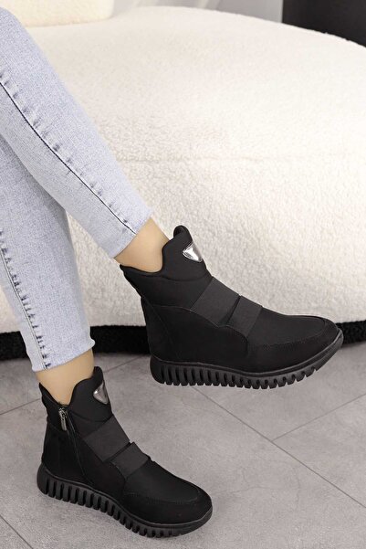 Mamito Ayakkabı Hnm 9090 Detailní gumové boty s plochou podrážkou-černý semiš