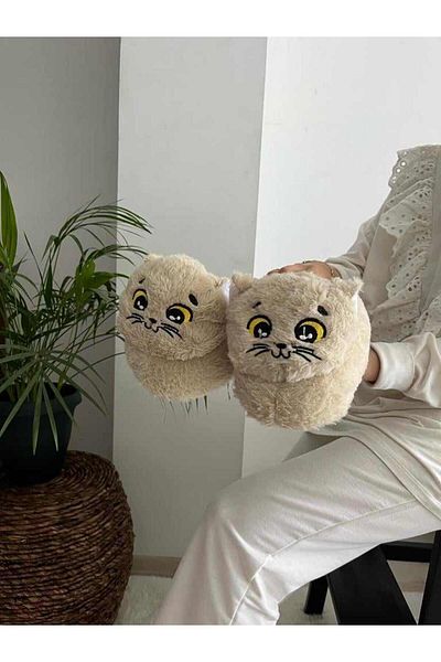 Behtah Kundura Παντόφλες Cute Cat Figure Χειμερινές άνετες μαλακές μπότες για το σπίτι Παπούτσια για το σπίτι