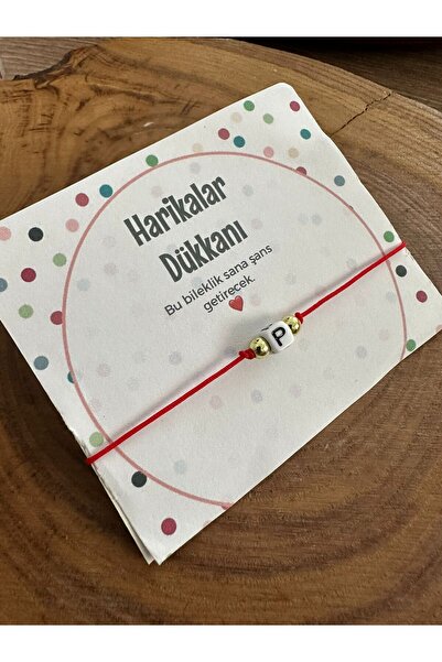 HARİKALAR DÜKKANI سوار لاكي أحمر مع حرف P مع تفاصيل مكرامية
