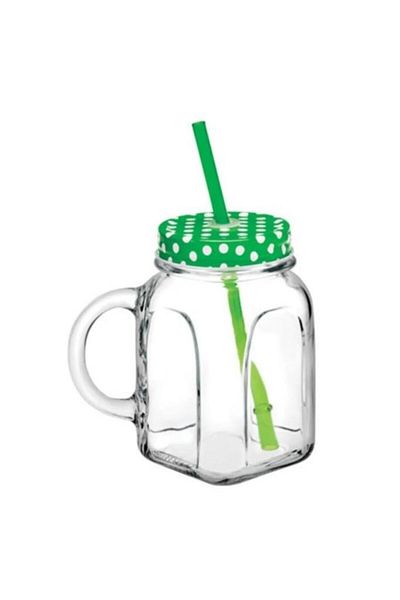 Paşabahçe Glass Cup Jar with Straw 450cc 80388 2 PCS