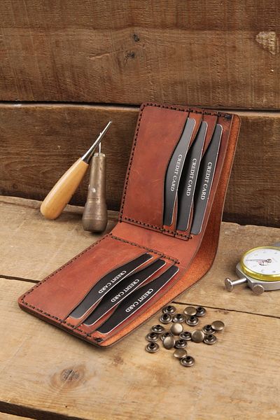 New Coast Leather 1900's Γνήσιο & πραγματικό δέρμα 100% χειροποίητο κόκκινο ανδρικό πορτοφόλι