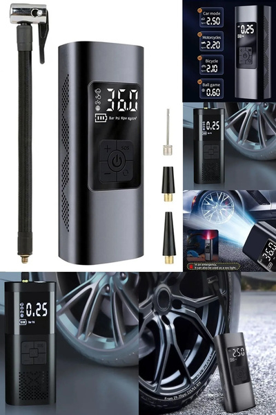 TECHNOMEN Dijital Lastik Şişirme Kompresörü 150 Psi Hava Pompası Şarj Edilebilir Taşınabilir Kablosuz Hava