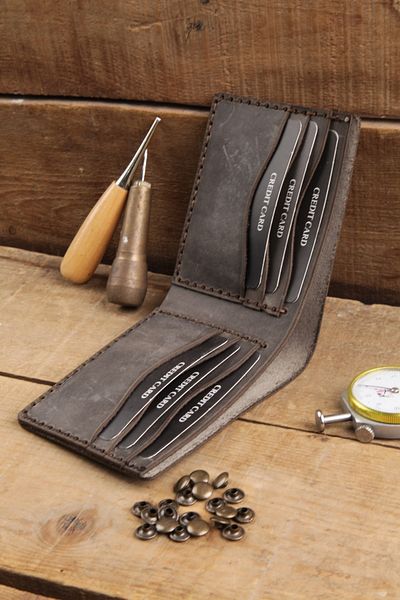 New Coast Leather 1900's Γνήσιο & πραγματικό δέρμα 100% χειροποίητο γκρι ανδρικό πορτοφόλι
