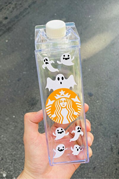 Namgo Starbucks Halloween Suluk 500ml Mika Süt Kutu Tasarımlı Su Kahve İçecek Şişesi Hello Kitty Starbucks