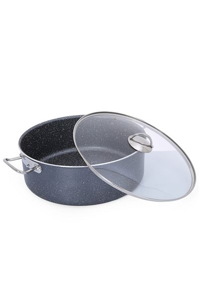 FİTHOME Industrial Type Granite Cast Large Size Deep Pot Workplace Restaurant Size 34-36-38-40 CM