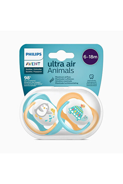 Philips Avent Ultra Air 2-Pack Pacifier 6-18Months Blue/Orange