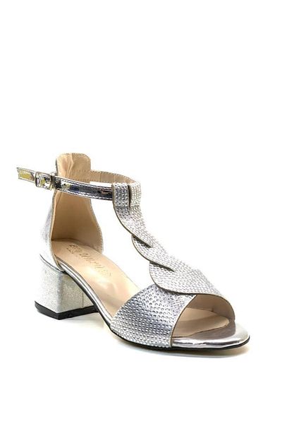 Tuğba Ortopedi 1814 Girl's Silver Stone Heeled Evening Dress Shoes