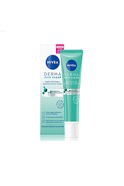 NIVEA Derma Skin Clear Night Exfoliator - Gece Arındırıcı Krem - 40 ml