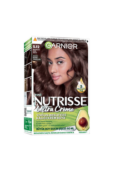 Garnier Nutrisse Yoğun Besleyici Kalıcı Krem Saç Boyası - 5.12 Büyüleyici Küllü Kahve - 160 ml