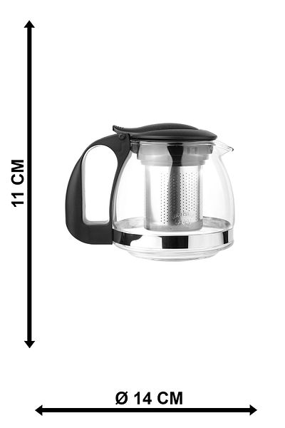 Karçiçeği Home Black Handled Glass Teapot with Strainer 700 ml