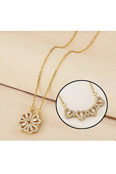 Accessories Yonca Gold Renk Çelik Kalp Kolye Çelik