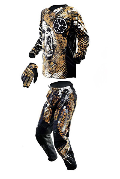 MOTOANL Motosiklet Jersey Kross Kıyafeti Eldiven Üçlü Set Sele Yeri Ve Diz Kısımlarında Ekstra Koruma Cross