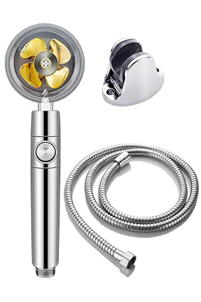 MOONSHOP Turbo Pervaneli Duş Başlığı Seti Mafsal Hortum Duş Başlığı Seti Hedi...