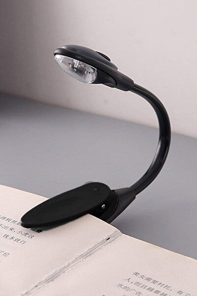 Genel Markalar Kitap Okuma Işığı Klipsli Kıskaçlı Siyah 3 Led Lamba Beyaz Işık